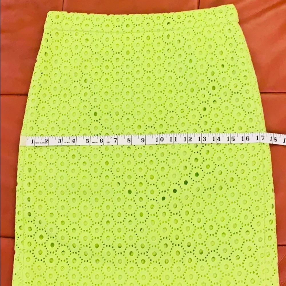 J. Crew Neon Lime Eyelet Pencil Skirt